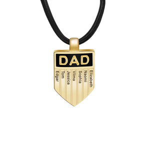 Custom Dad Necklace with Engraved Name Plate - Stainless Steel