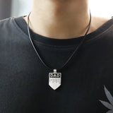Custom Dad Necklace with Engraved Name Plate - Stainless Steel
