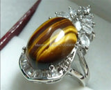 5 Color Stone Zircon Tiger Eye 18KGP Ring #7,8,9