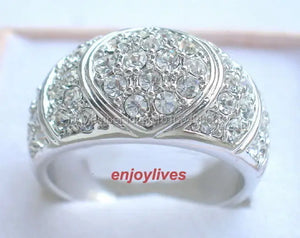 STONE Love Ring Size 7.8.9 Elegant Design with Clear Stone
