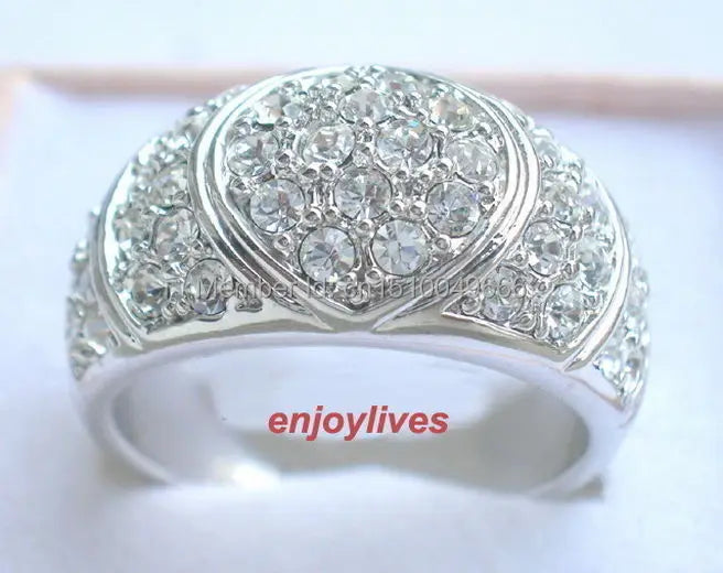 STONE Love Ring Size 7.8.9 Elegant Design with Clear Stone