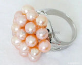 Pink Pearl Cluster Flower Ring Size 7.8.9