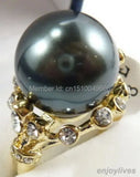South Sea Shell Pearl 18KGP Crystal Ring Size 7.8.9