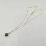 Tahitian Pearl Pendant Necklace with S925 Silver Chain 8-9mm