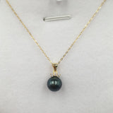 Tahitian Pearl Pendant Necklace with S925 Silver Chain 8-9mm