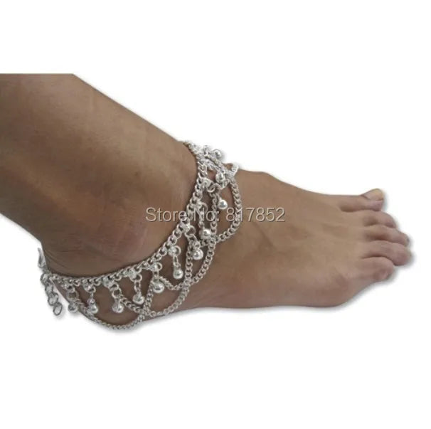 Silver Plated Chain Anklet with Small Bells