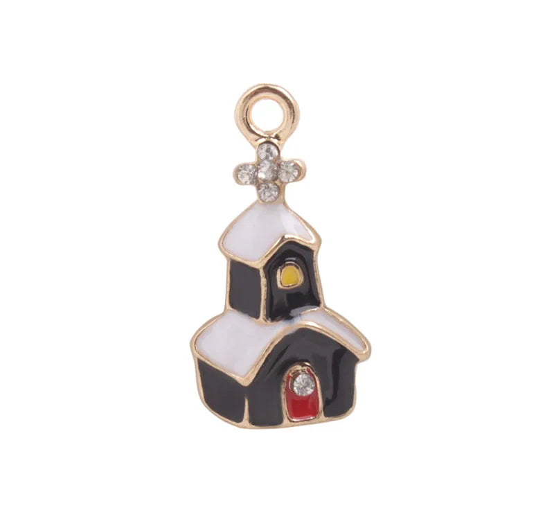 20PCS Enamel House Charms for Jewelry Making