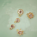 40PCS Clear Rhinestone Golden Star Charms - Round Star Drops