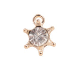 40PCS Clear Rhinestone Golden Star Charms - Round Star Drops