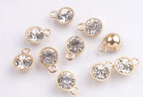 40PCS Clear Rhinestone Golden Star Charms - Round Star Drops