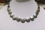 Gray Coin Shape Freshwater Pearl Necklace 13-15mm 17INCH