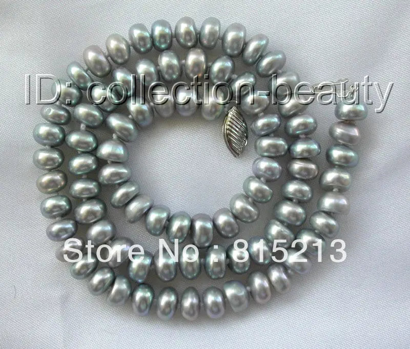 N848 Gray Freshwater Pearl Necklace 7mm Round