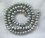 N848 Gray Freshwater Pearl Necklace 7mm Round