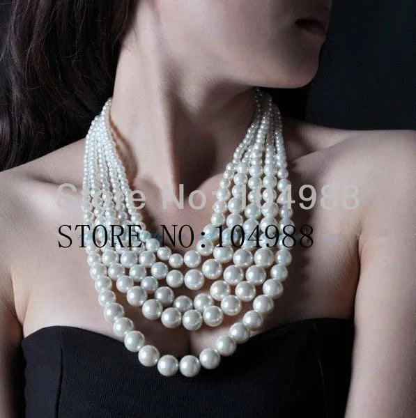 BY-285 Women Five Layers Pearls Necklace&Pendants