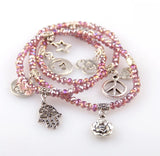 Crystal Glass Beads Bracelet with Charm Pendant