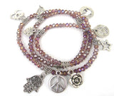 Crystal Glass Beads Bracelet with Charm Pendant