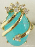 Sky-blue Stone Crystal Ring 18KGP Size: 6.7.8.9