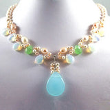 Charm Pearl Jades/Red Zircon Bead Necklace Pendant