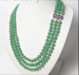 8mm Green Stone Necklace, Natural Round Beads