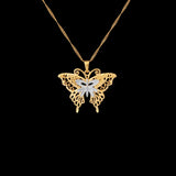 Butterfly Pendant Necklaces 45/60 Cm Long Chain Two Pendants For Women