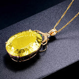 Classic Silver 925 Necklace with Citrine Zircon Pendant