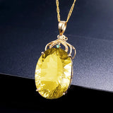 Classic Silver 925 Necklace with Citrine Zircon Pendant