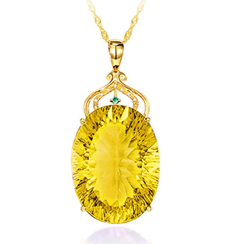 Classic Silver 925 Necklace with Citrine Zircon Pendant