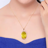 Classic Silver 925 Necklace with Citrine Zircon Pendant