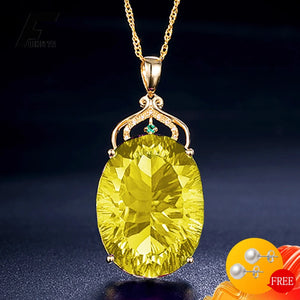 Classic Silver 925 Necklace with Citrine Zircon Pendant