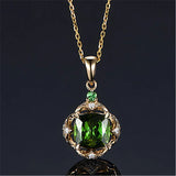 925 Silver Pendant Necklace with Emerald Zircon Gemstone for Women