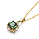 925 Silver Pendant Necklace with Emerald Zircon Gemstone for Women
