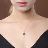 925 Silver Pendant Necklace with Emerald Zircon Gemstone for Women