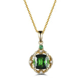 925 Silver Pendant Necklace with Emerald Zircon Gemstone for Women