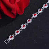 925 Silver Bracelet with Ruby Zircon Gemstone for Wedding Party