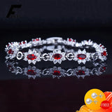 925 Silver Bracelet with Ruby Zircon Gemstone for Wedding Party
