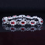 925 Silver Bracelet with Ruby Zircon Gemstone for Wedding Party