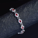 925 Silver Bracelet with Ruby Zircon Gemstone for Wedding Party
