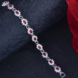 925 Silver Bracelet with Ruby Zircon Gemstone for Wedding Party