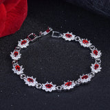 925 Silver Bracelet with Ruby Zircon Gemstone for Wedding Party
