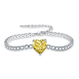 925 Silver Heart Bracelet with Zircon Gemstone for Women