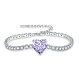 925 Silver Heart Bracelet with Zircon Gemstone for Women