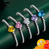 925 Silver Heart Bracelet with Zircon Gemstone for Women