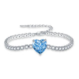 925 Silver Heart Bracelet with Zircon Gemstone for Women