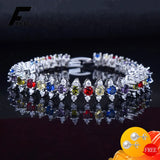 925 Silver Zircon Gemstone Bracelet for Women Wedding Party Bridal Gift