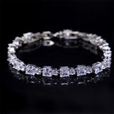 925 Silver Zircon Gemstone Bracelet for Women Wedding Bridal Gift
