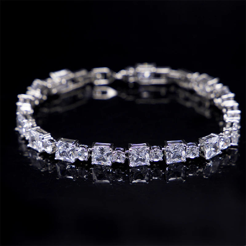 925 Silver Zircon Gemstone Bracelet for Women Wedding Bridal Gift