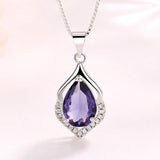 925 Silver Amethyst Zircon Pendant Necklace for Women