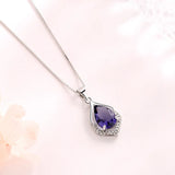 925 Silver Amethyst Zircon Pendant Necklace for Women