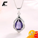 925 Silver Amethyst Zircon Pendant Necklace for Women