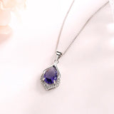 925 Silver Amethyst Zircon Pendant Necklace for Women